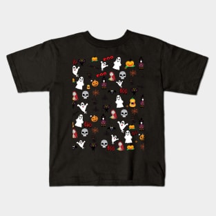 jack skellington  at Halloween bats and pumpkins pattern Kids T-Shirt